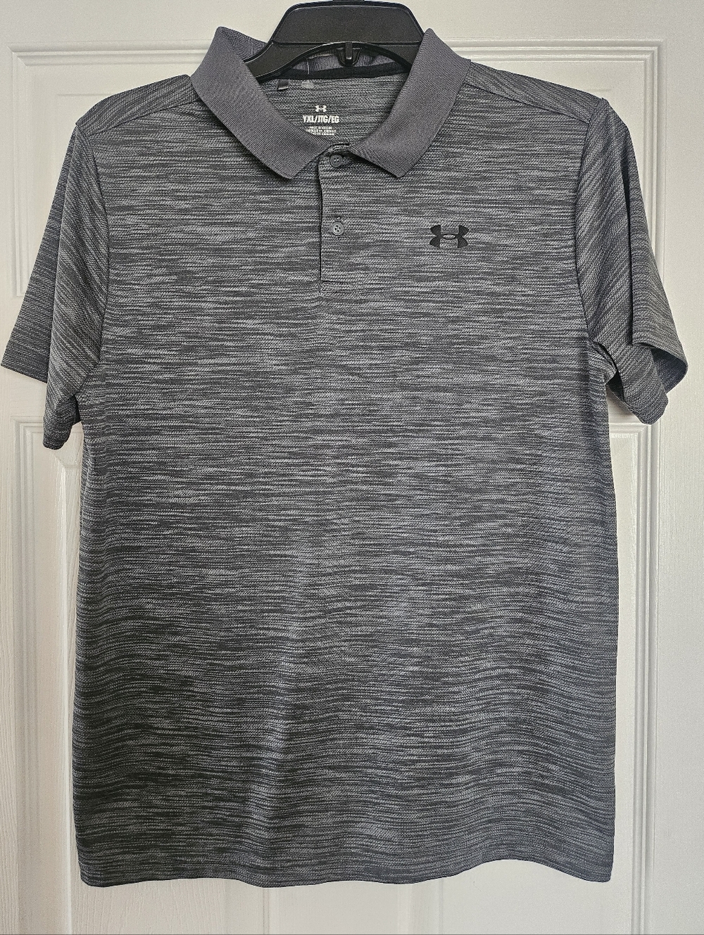 Under Armour Boys Youth XL Gray Space Dye Performance Polo Shirt Short Sleeve